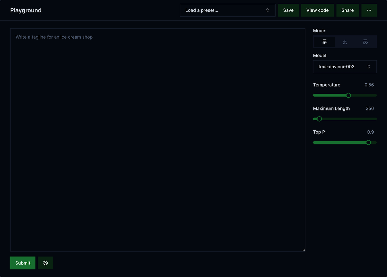 Playground - Dark mode preview